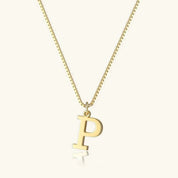 Amber Initial Necklace - 14k Yellow Gold - P - 25
