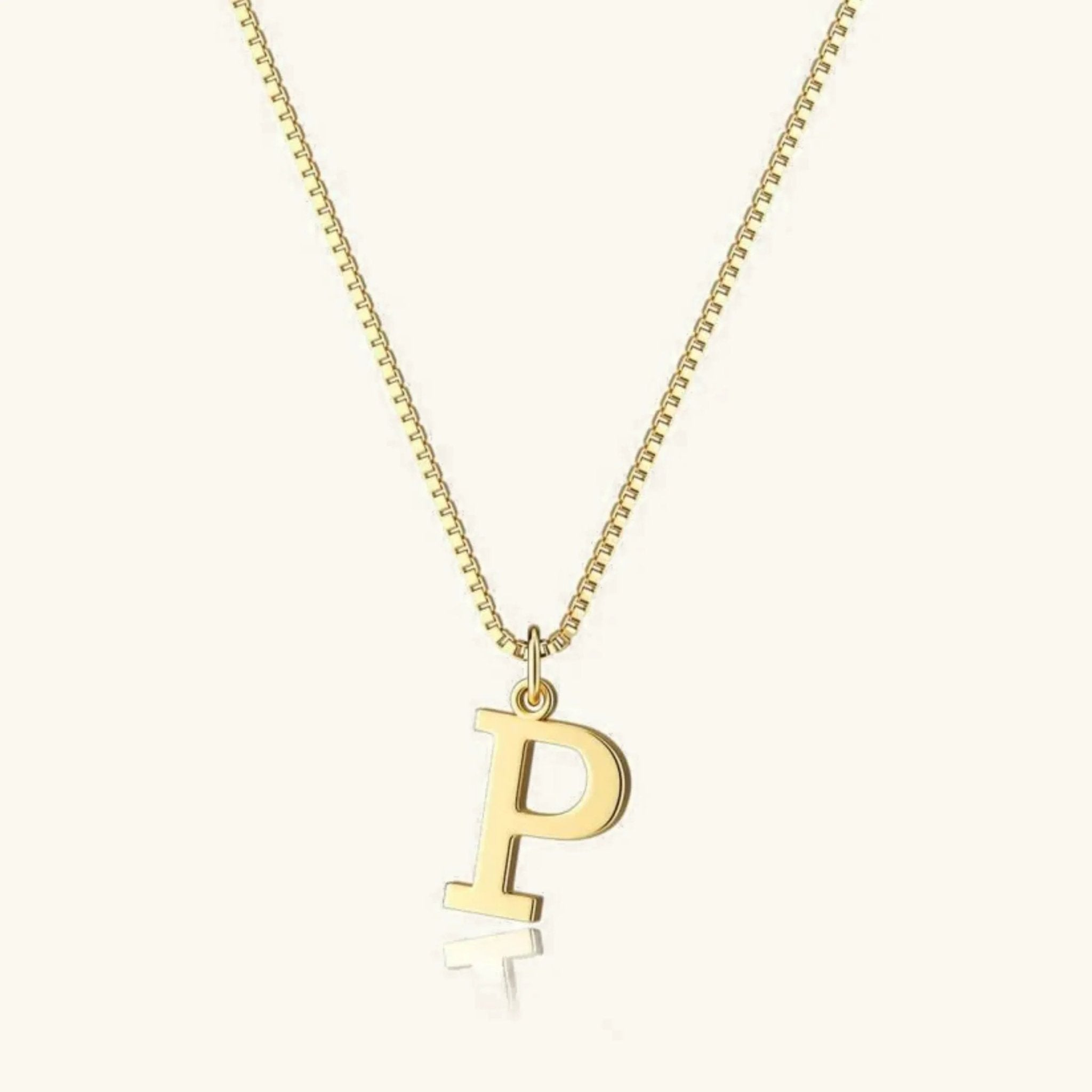 Amber Initial Necklace - 14k Yellow Gold - P - 25
