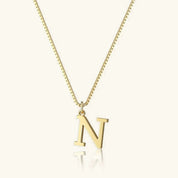 Amber Initial Necklace - 14k Yellow Gold - N - 23