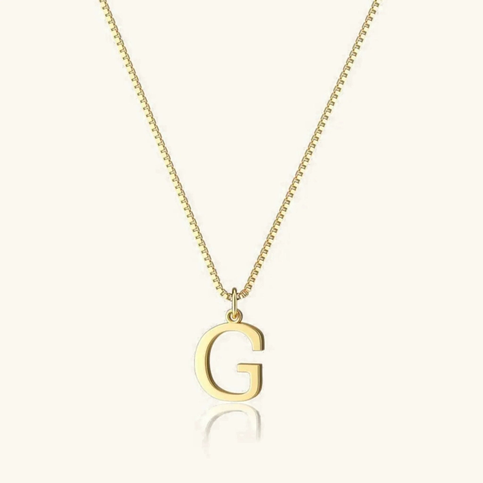 Amber Initial Necklace - 14k Yellow Gold - G - 16