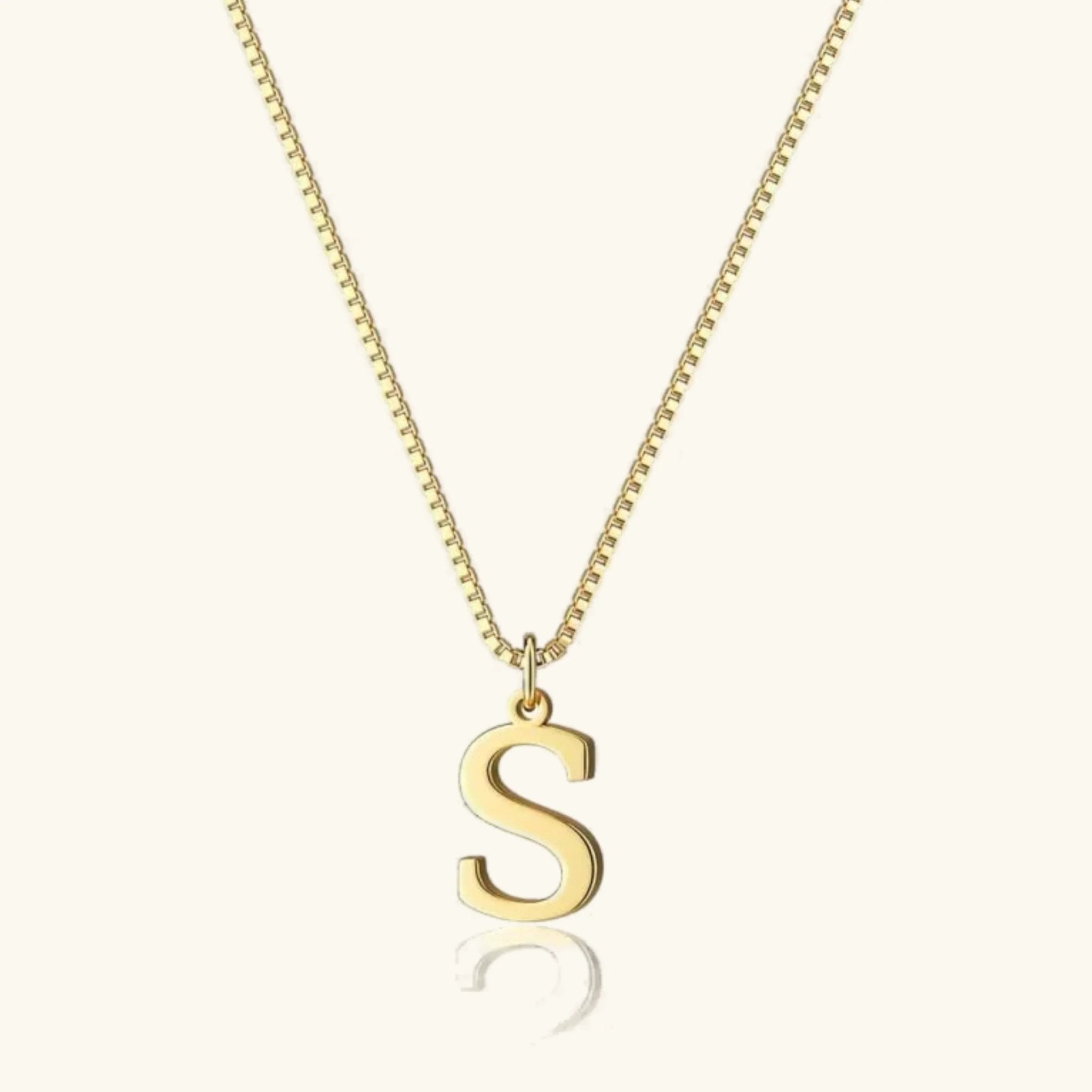 Amber Initial Necklace - 14k Yellow Gold - S - 28