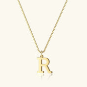 Amber Initial Necklace - 14k Yellow Gold - R - 27