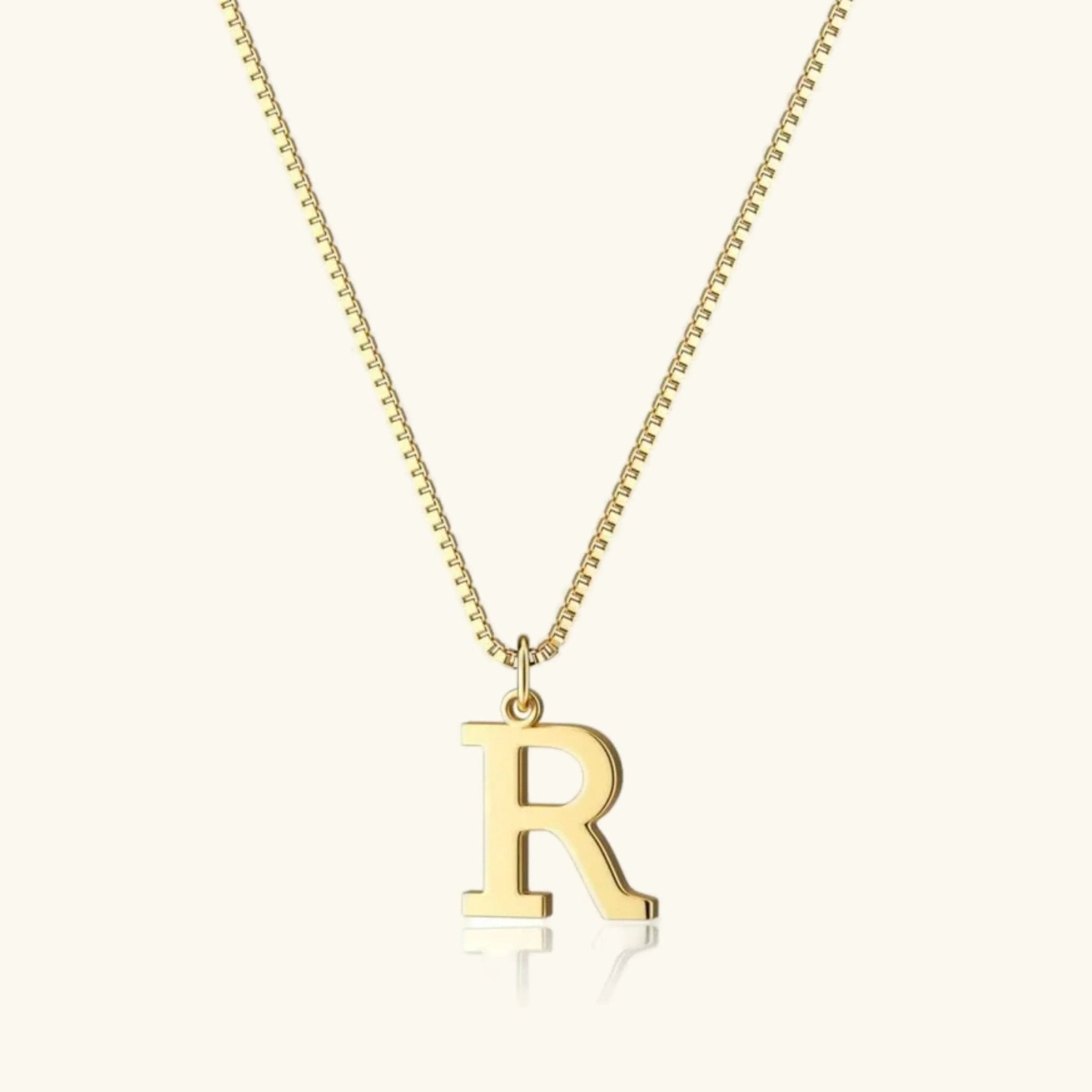 Amber Initial Necklace - 14k Yellow Gold - R - 27