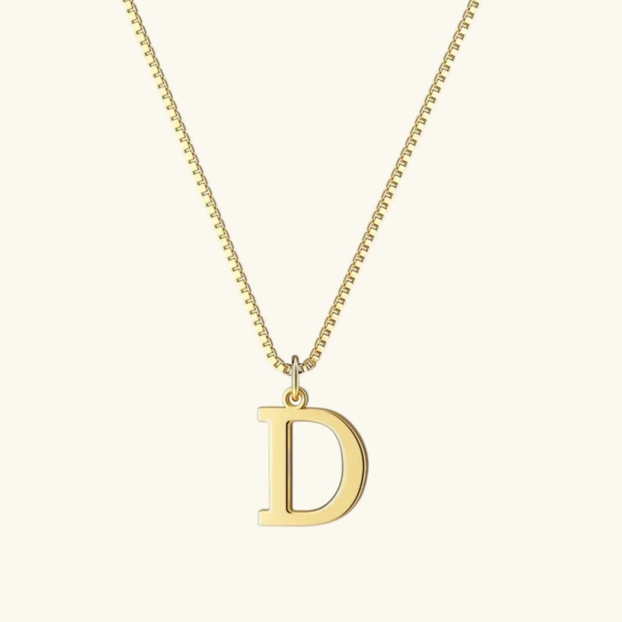Amber Initial Necklace - 14k Yellow Gold - D - 13