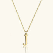 Amber Initial Necklace - 14k Yellow Gold - J - 19
