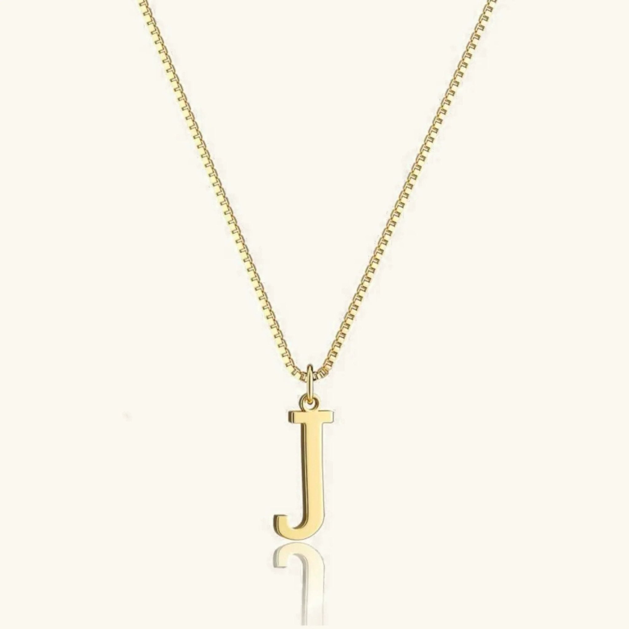 Amber Initial Necklace - 14k Yellow Gold - J - 19