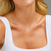 Amber Initial Necklace - 14k Yellow Gold - A - 9