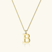 Amber Initial Necklace - 14k Yellow Gold - B - 11