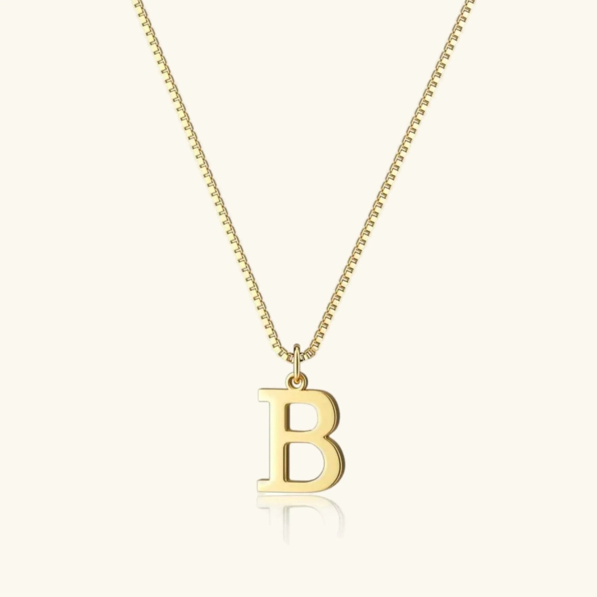 Amber Initial Necklace - 14k Yellow Gold - B - 11