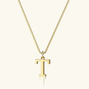 Amber Initial Necklace - 14k Yellow Gold - T - 29