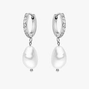 Amélie Pearl Hoops - pair of earrings - Silver - 3