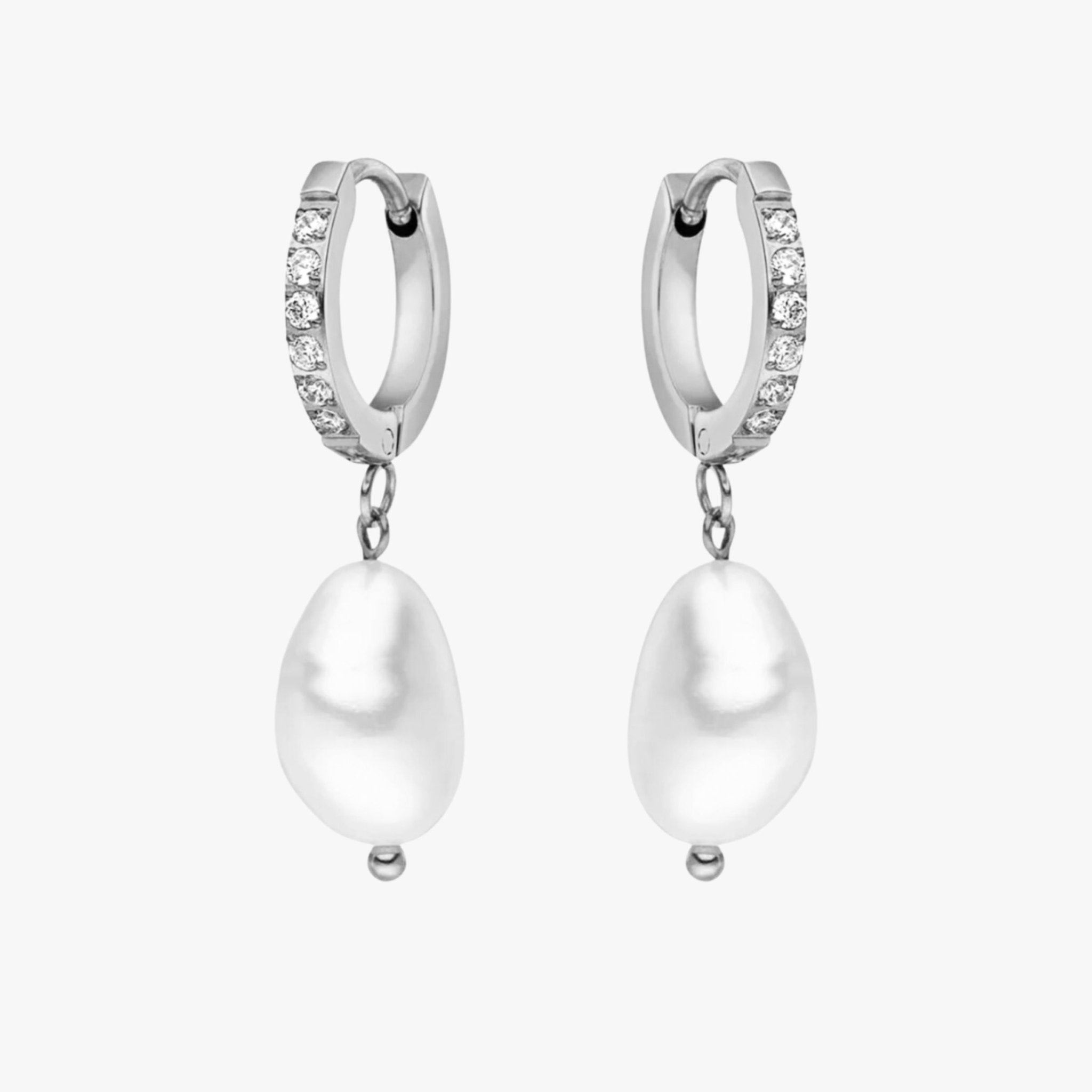 Amélie Pearl Hoops - pair of earrings - Silver - 3