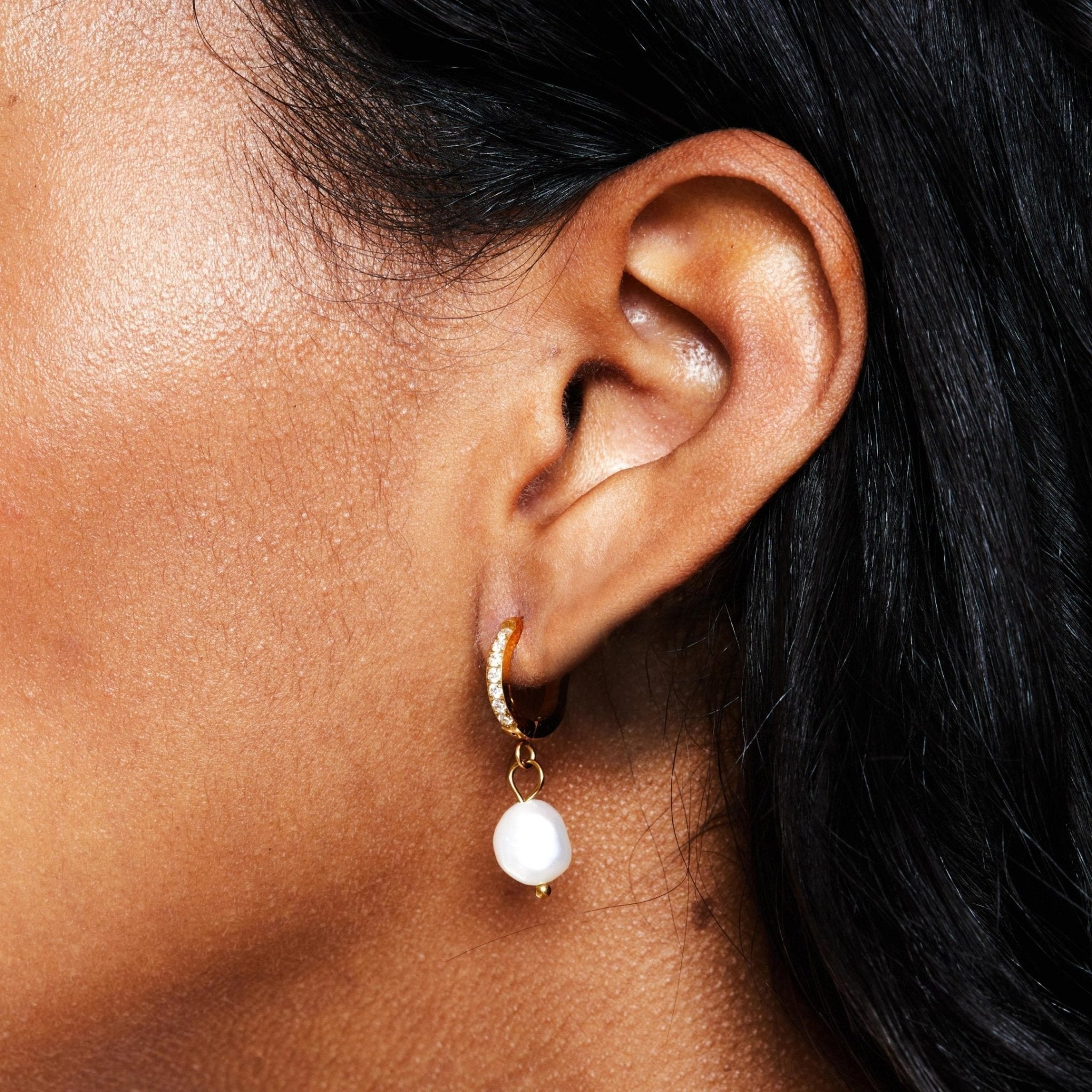 Amélie Pearl Hoops - pair of earrings - Gold - 1