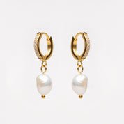 Amélie Pearl Hoops - pair of earrings - Gold - 2