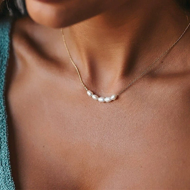 Aria Pearl Necklace - Gold - 4