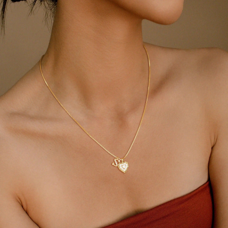 Livia Heart Initial Necklace