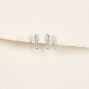 Aurora Crystal Curve Earrings - Earrings - Silver - 7