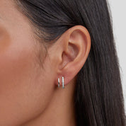 Aurora Crystal Curve Earrings - Earrings - Silver - 5