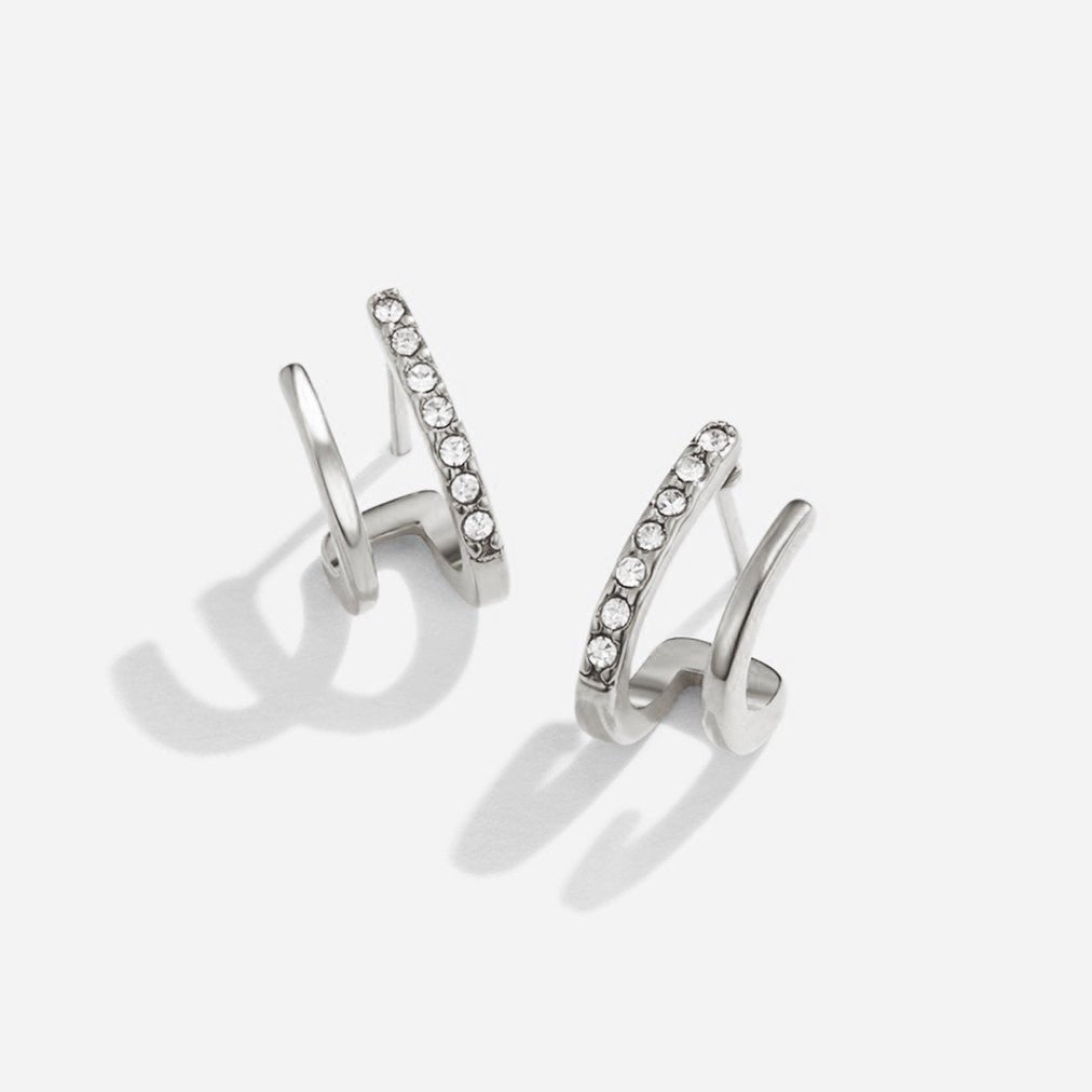 Aurora Crystal Curve Earrings - Earrings - Silver - 6