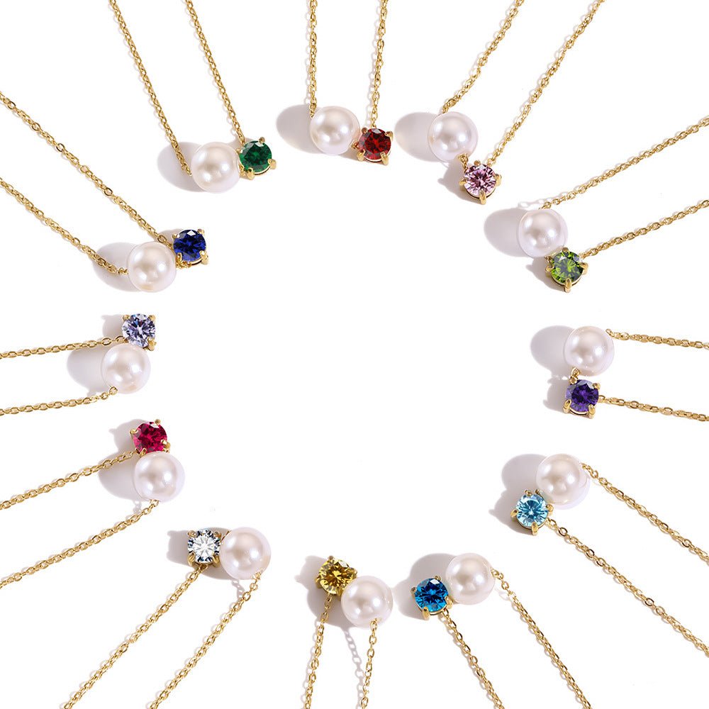 Ayla Birthstone Necklace - January - 8