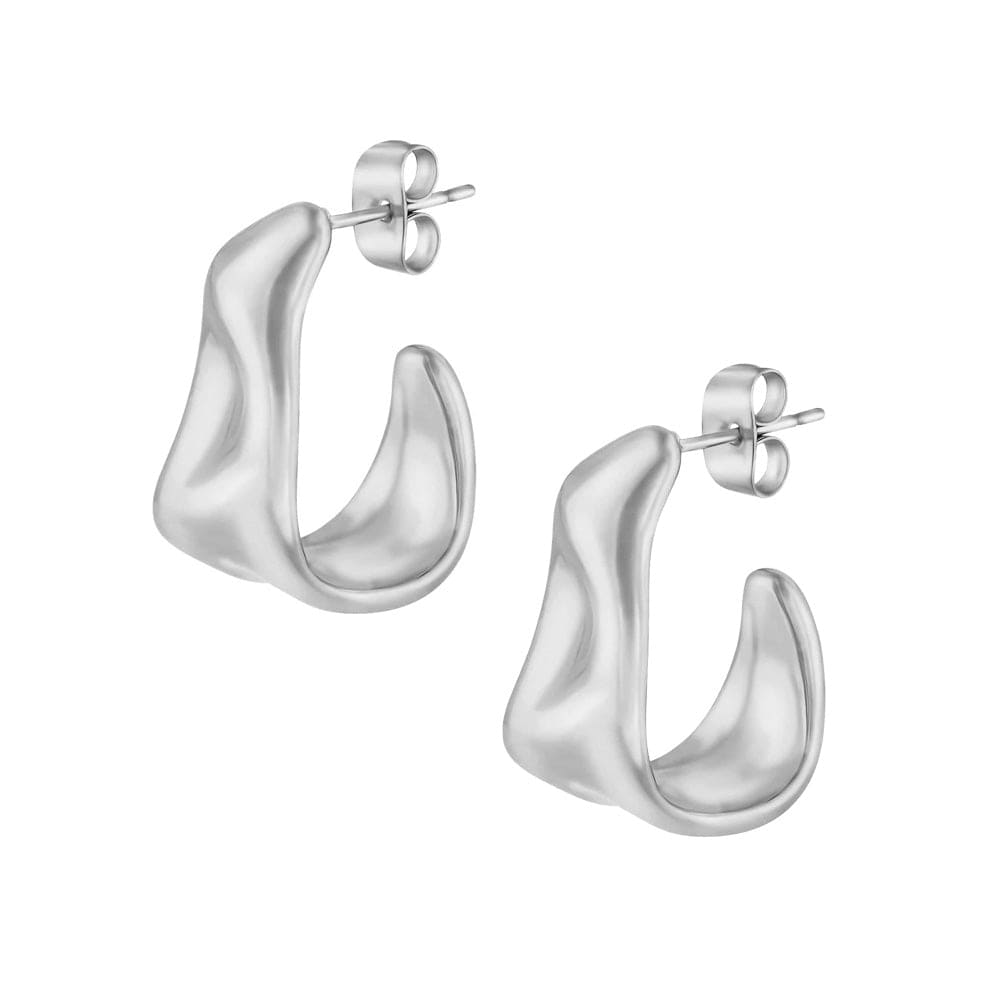 Chloe Silver Wavy Hoops
