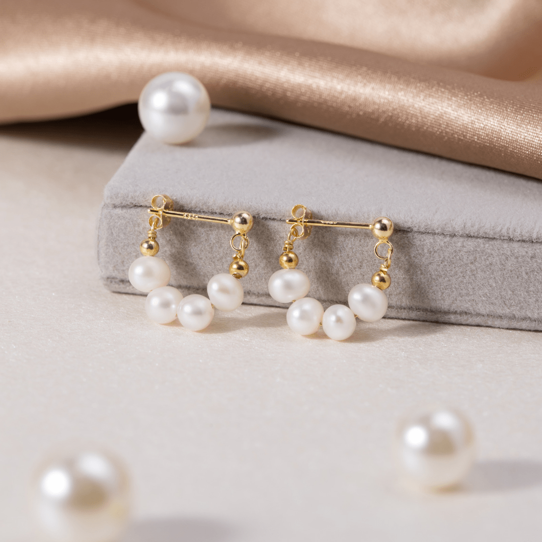 Celine Elegant Pearl Hoops - Earrings - 6