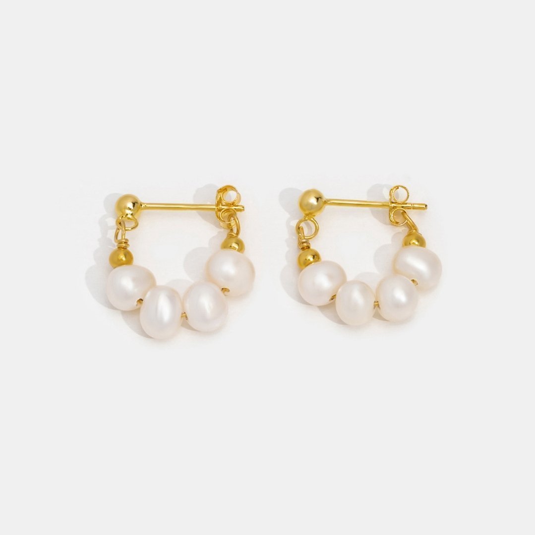 Celine Elegant Pearl Hoops - Earrings - 2