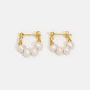 Celine Elegant Pearl Hoops - Earrings - 2