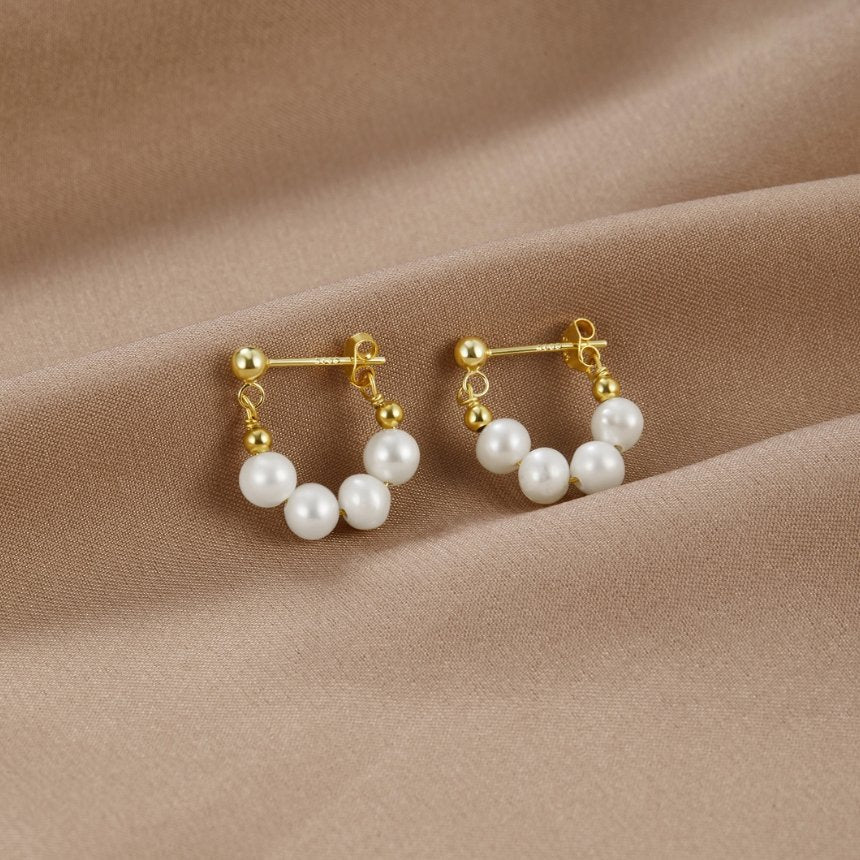 Celine Elegant Pearl Hoops - Earrings - 3