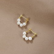 Celine Elegant Pearl Hoops - Earrings - 4