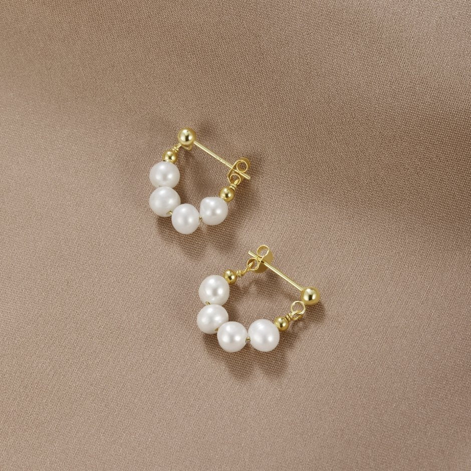 Celine Elegant Pearl Hoops - Earrings - 4