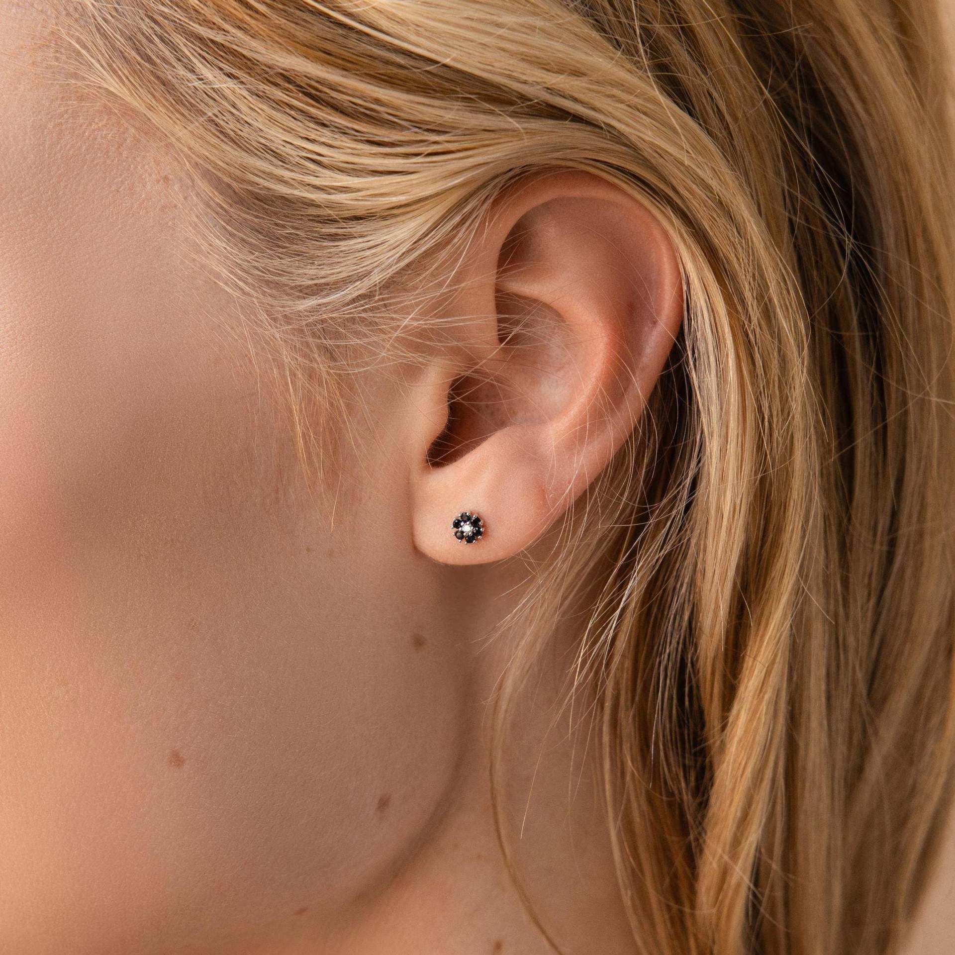 Cleo Flower Stud Earrings - Platinum - 3