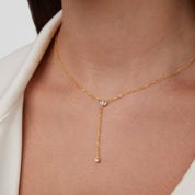 Crystal Lariat Drop Necklace - Necklace - 1
