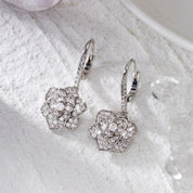 Crystal Camellia Silver Earrings