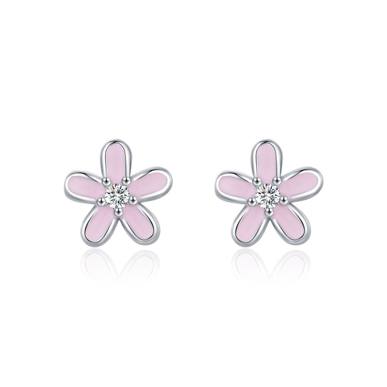 Daisy Sterling Silver Studs - Pink - 3