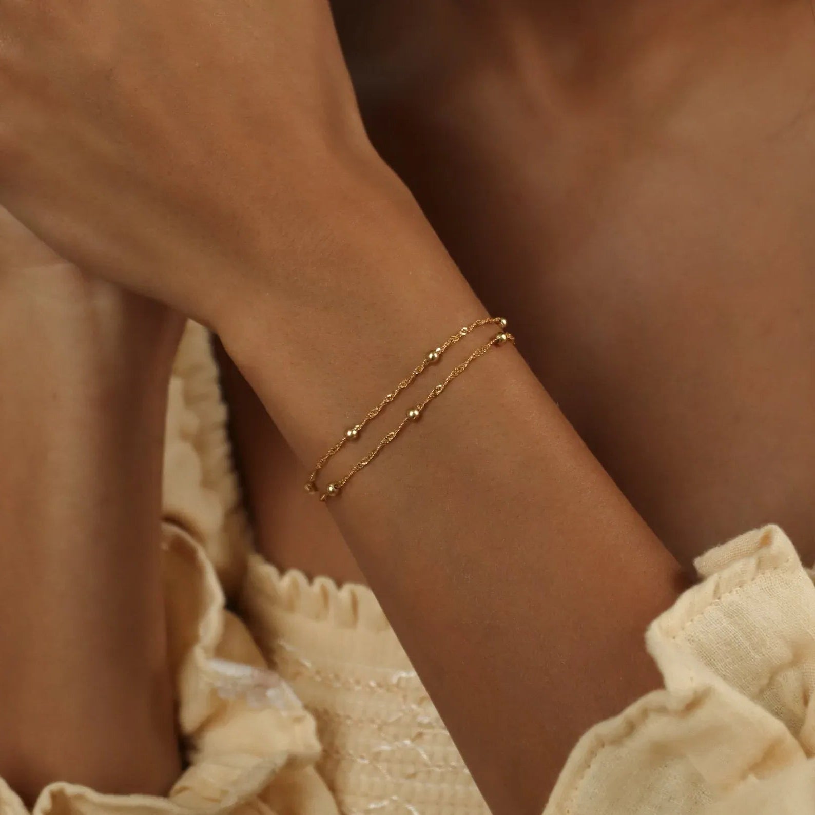 Daphne Twin Bead Bracelet - Bracelet - Gold - 1