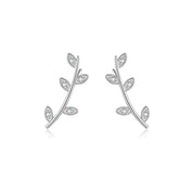 Delia Crystal Leaf Earrings - Silver - 3