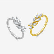 Delia Crystal Leaf Ring - Gold - US 6 | UK L - 2