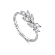 Delia Crystal Leaf Ring - Platinum - US 6 | UK L - 3