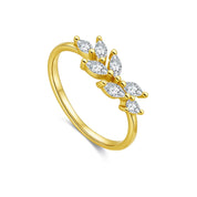 Delia Crystal Leaf Ring - Gold - US 6 | UK L - 4
