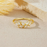 Delia Crystal Leaf Ring - Gold - US 6 | UK L - 5