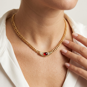 Vintage Red Cabochon Collar