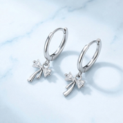 Crystal Bow Silver Earrings