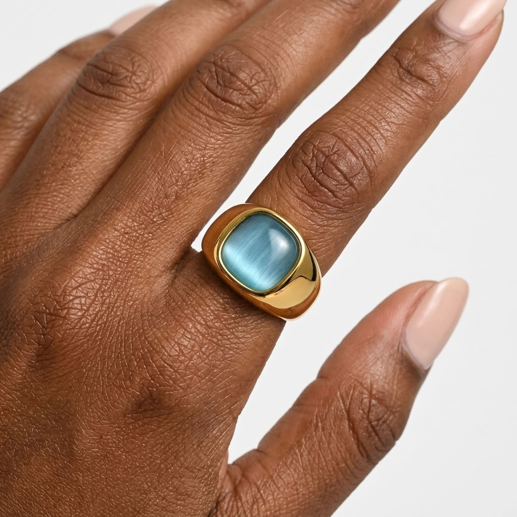 Odette Blue Cat's Eye Ring
