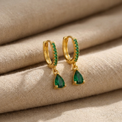 Emerald Shine Gold Hoops