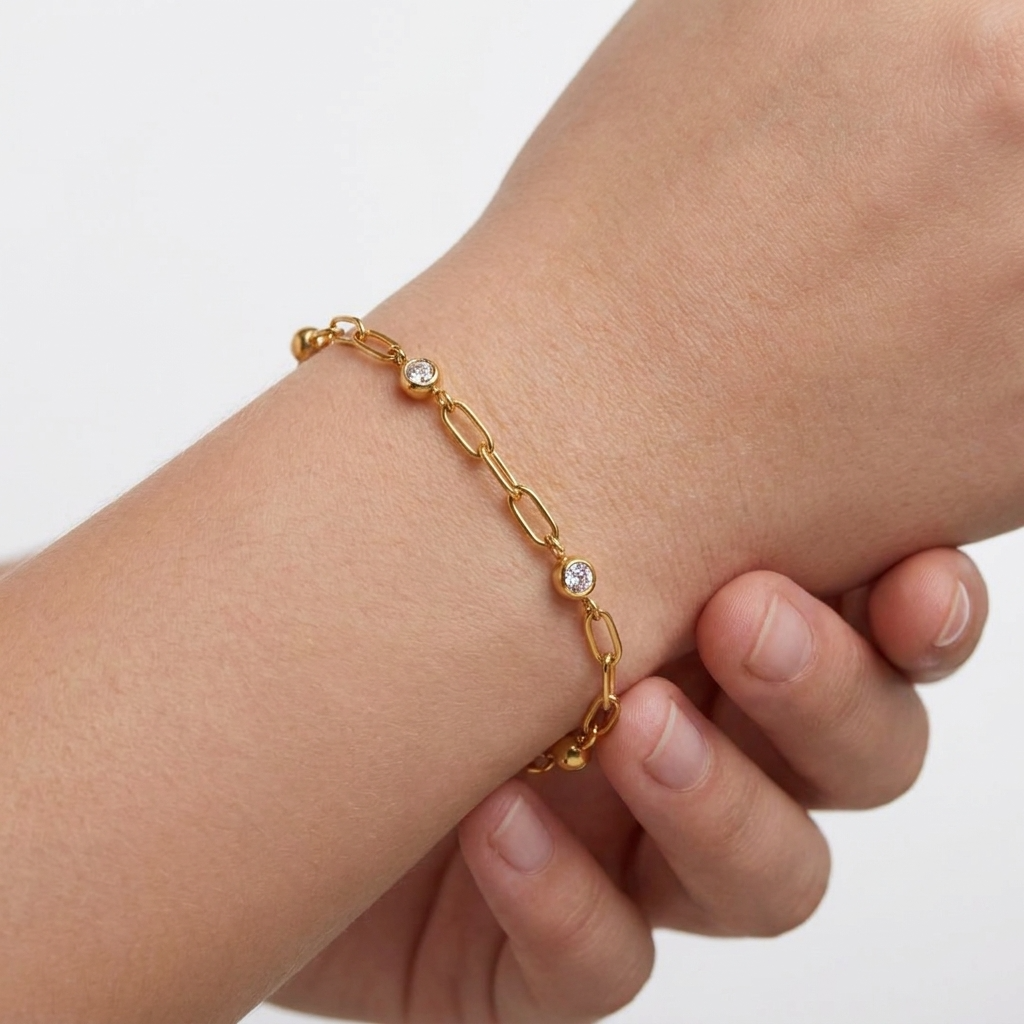 Gold Crystal Link Bracelet