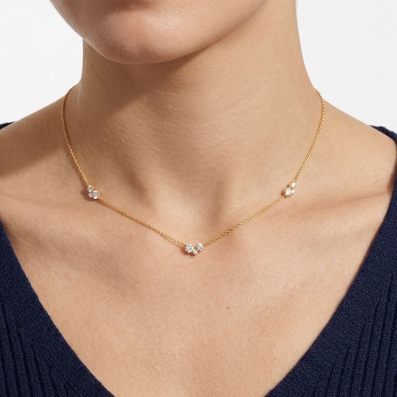 Aria Dainty Crystal Trio Necklace