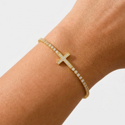 Cosima Sideways Cross Gold Bracelet