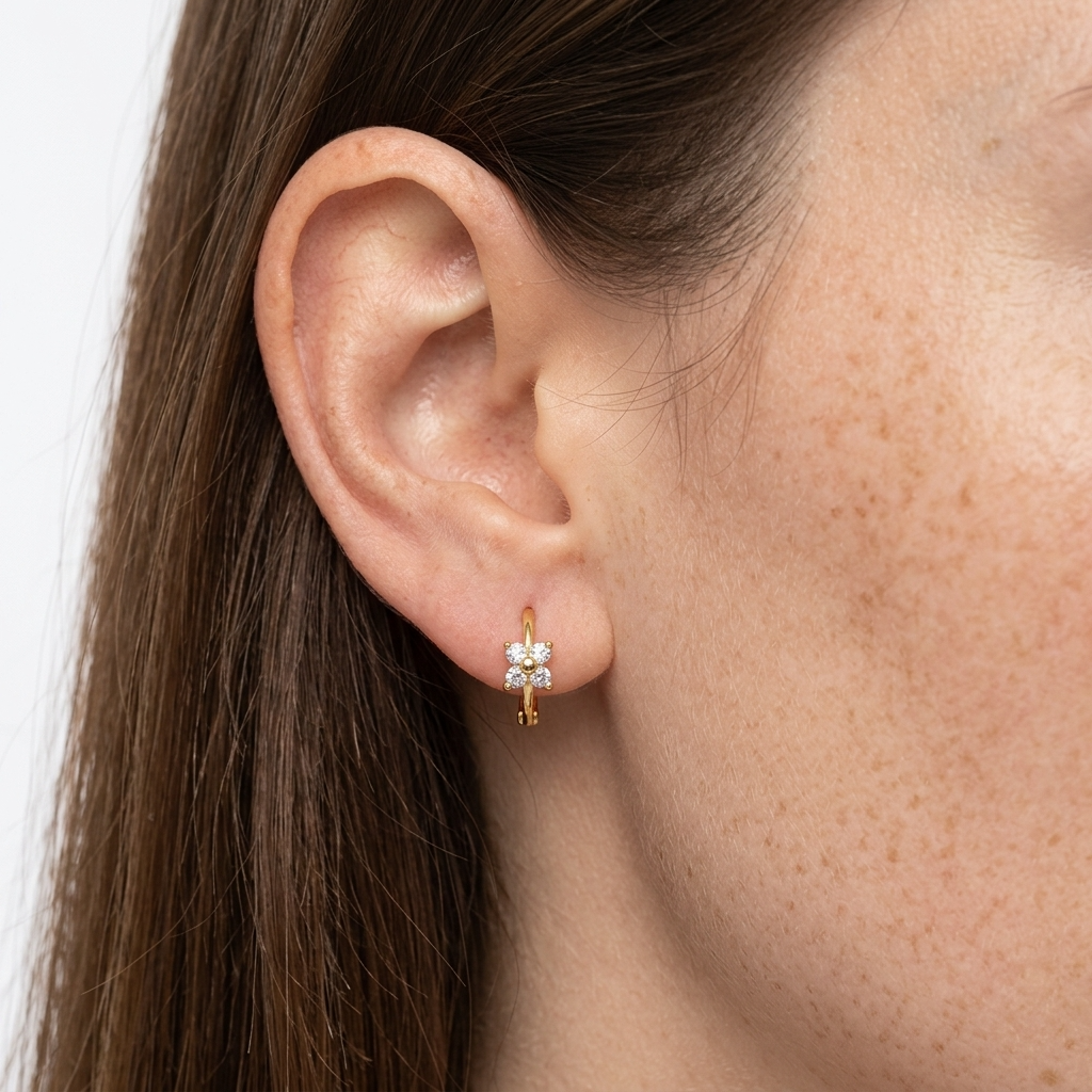 Daisy Sparkle Gold Hoops