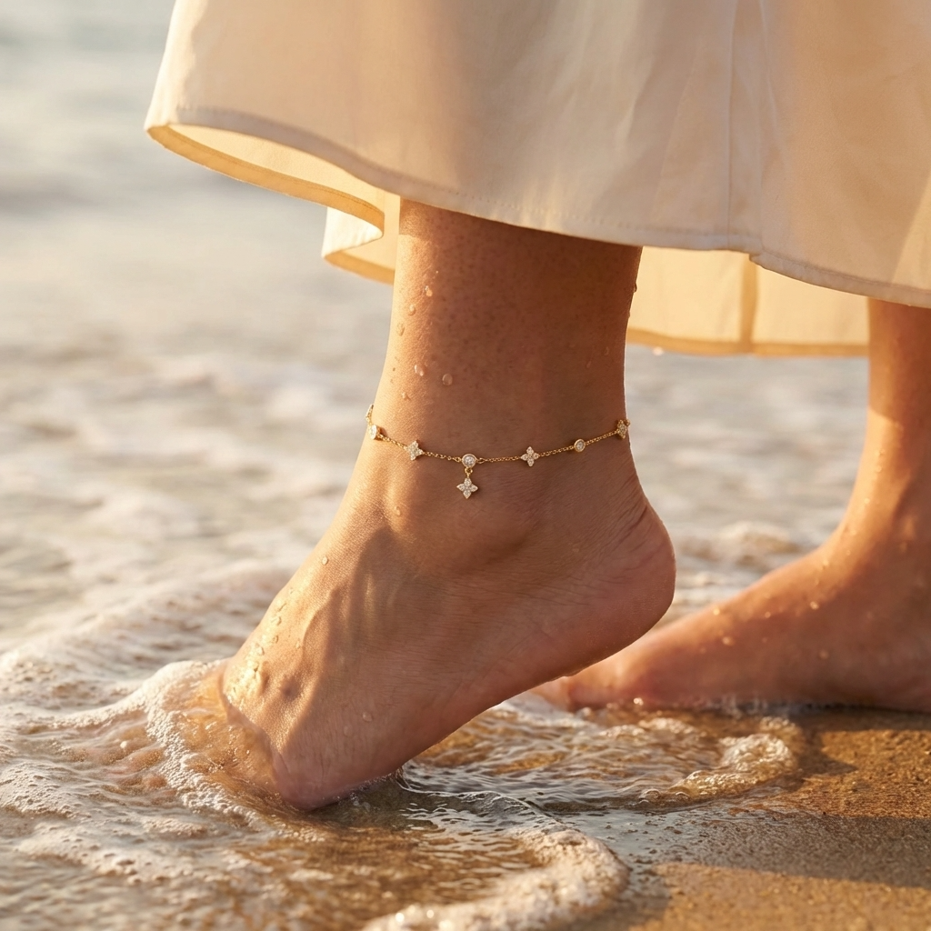 Ophelia Sparkling Clover Anklet